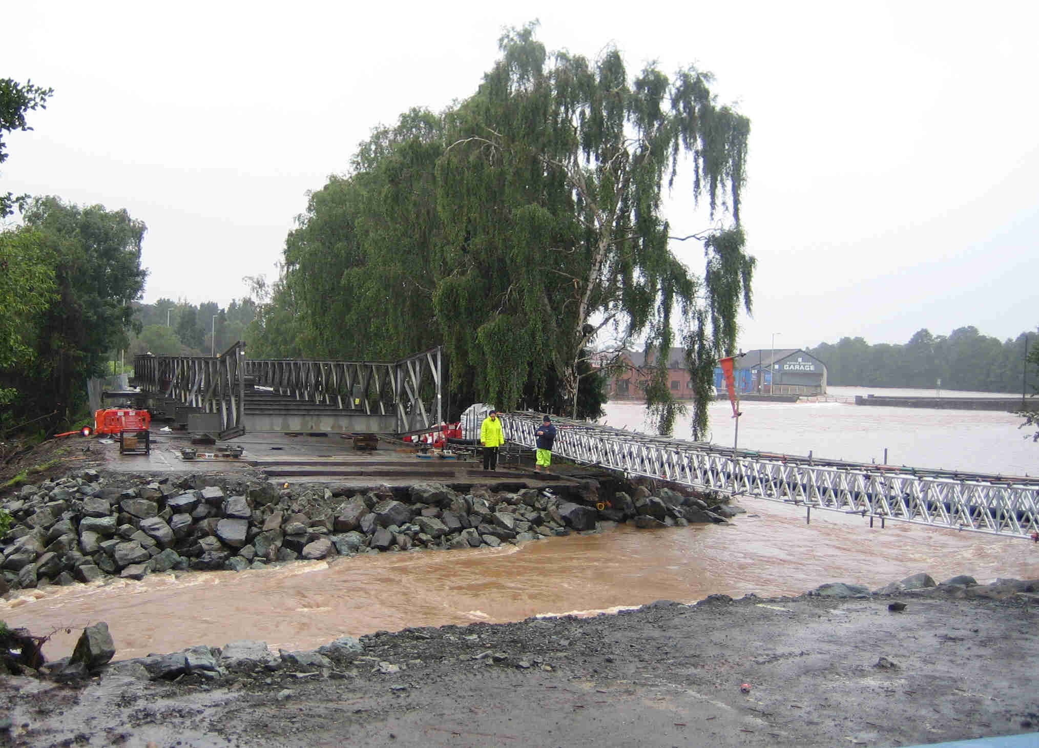 flooding in Ludlow - Burway bridge collapse June 2007